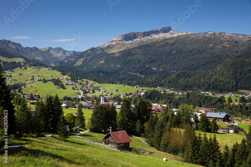 Austria, Vorarlberg, Allgaeu Alps, Little Walser Valley, Riezlern, Hoher Ifen in the background photo