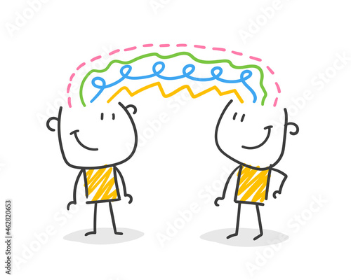 Strichfiguren / Strichmännchen: Brainstorming, Telepathie, Kommunikation. (Nr. 657)