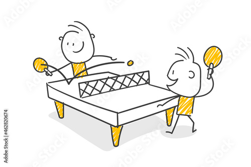Strichfiguren / Strichmännchen: Tischtennis, Sport, Wettkampf. (Nr. 656)