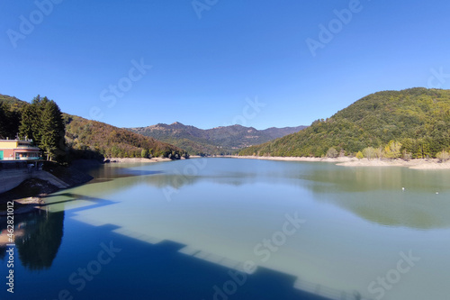 brugneto artificial lake dam liguria Italy panorama photo