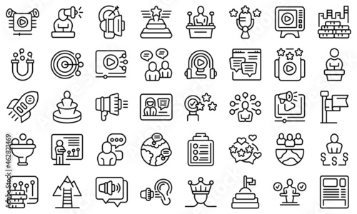 Key opinion leader icons set outline vector. Key strategy. Business leadership