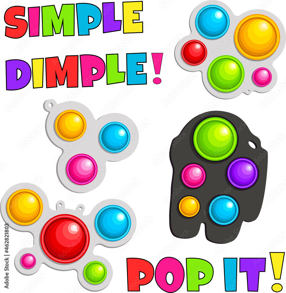 A set of fashionable toys for children. Antistress. Rainbow-colored toys. Pop it. Simple Dimple A set of fashionable toys for children. Antistress. Rainbow-colored toys. Pop it. Simple Dimple
