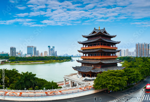 Changyou Pavilion of ancient city wall in Nanning  Guangxi