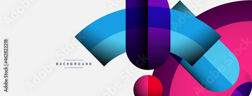 Geometric abstract background. Round shapes, circles, lines composition for wallpaper banner background or landing page