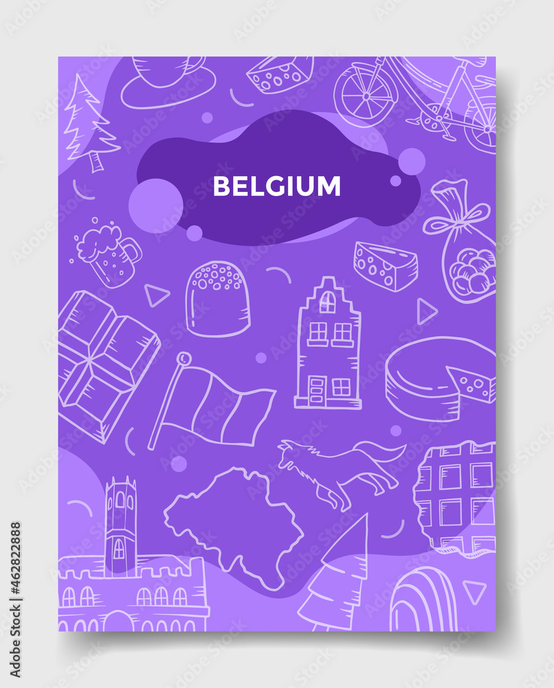 belgium country nation with doodle style for template of banners, flyer, books, and magazine cover