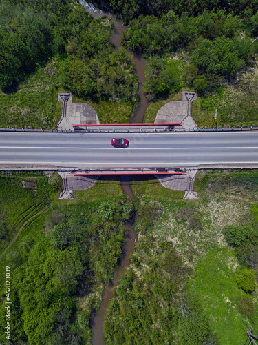 Wallpaper Mural Aerial view of car at the bridge, Moscow, Russia Torontodigital.ca