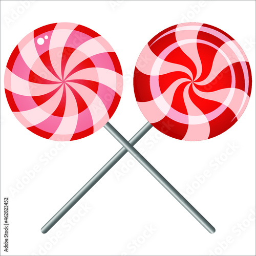 sweet candy lollipops on white background