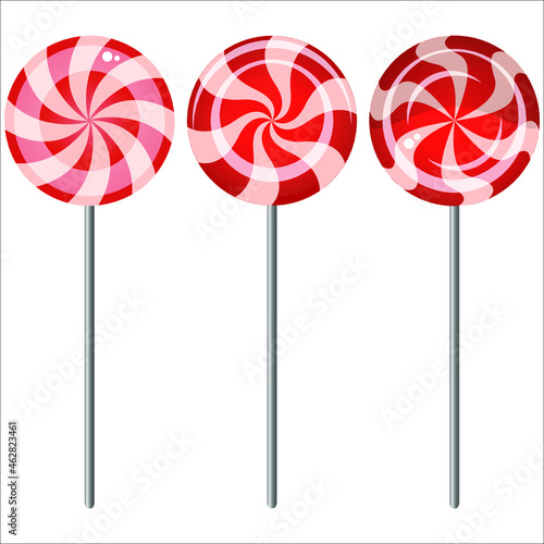 sweet candy lollipops on white background