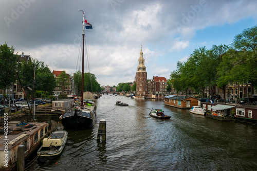 The Netherlands, North Holland Province, Amsterdam, Montelbaanstoren tower on Oudeschans photo