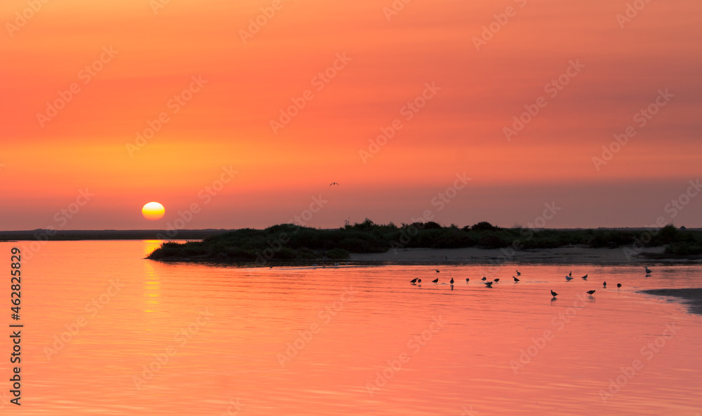 sunset on the river in Armona Island, Olhao, Portugal
