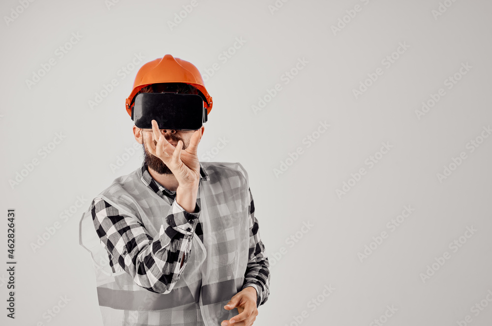engineer in virtual reality glasses innovation isolated background engineer in virtual reality glasses innovation isolated background
