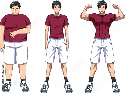 肥満痩せ型筋肉質男性