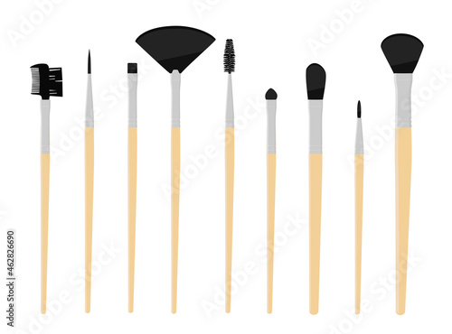 Vector set of makeup brushes isolated on white background. Vector