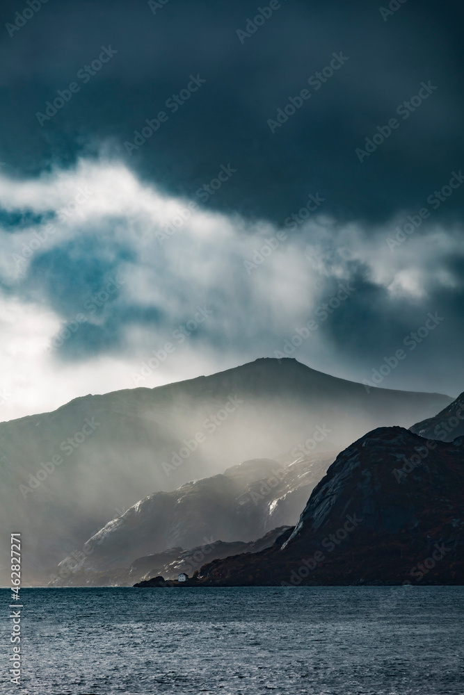 Norway, Lofoten Islands, Gravdal, coast and sea
