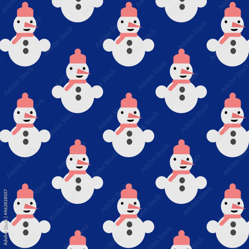 Snowman pattern with red scarf and hat. Snowman is suitable for winter design
