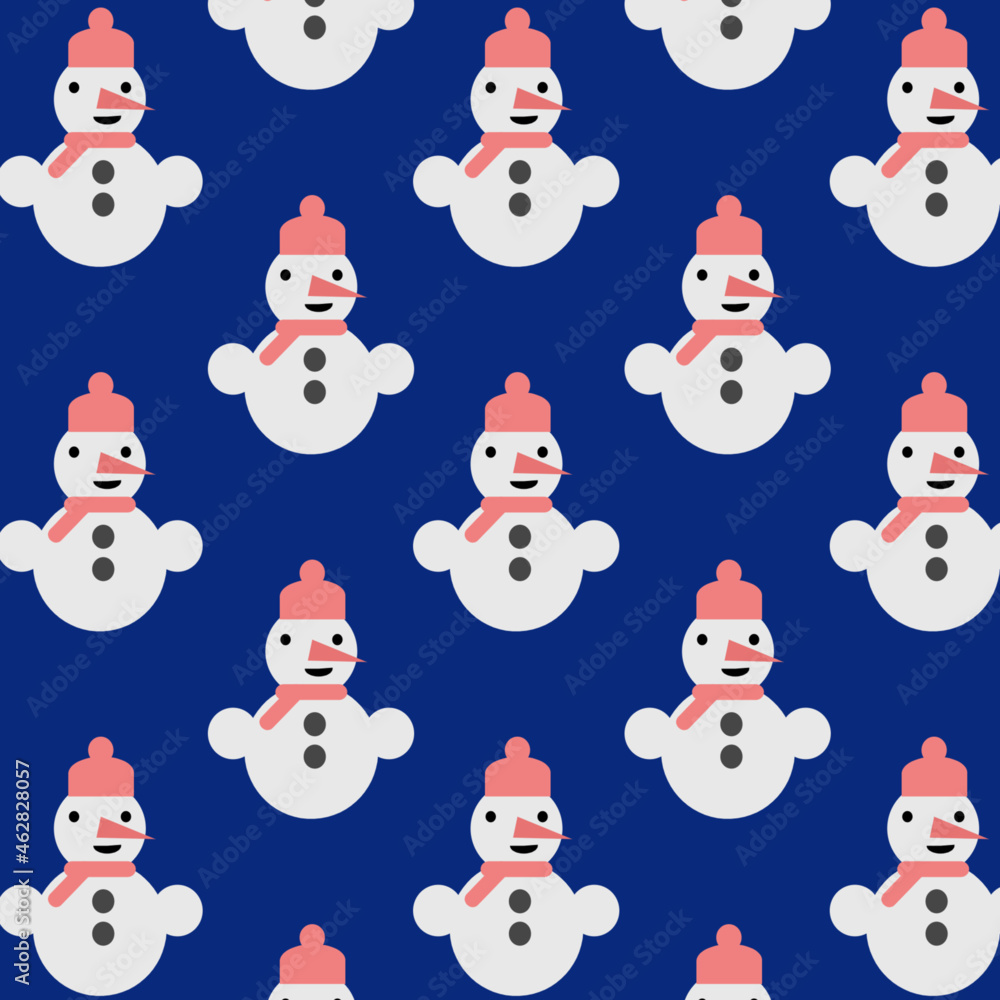 Obraz premium Snowman pattern with red scarf and hat. Snowman is suitable for winter design 