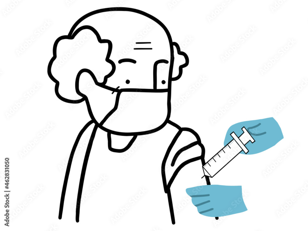 ワクチンを接種するお年寄りのイラスト