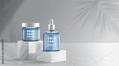 Podium with minimal background for Cosmetic product presentation template.