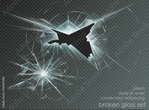 hole broken glass on transparent background