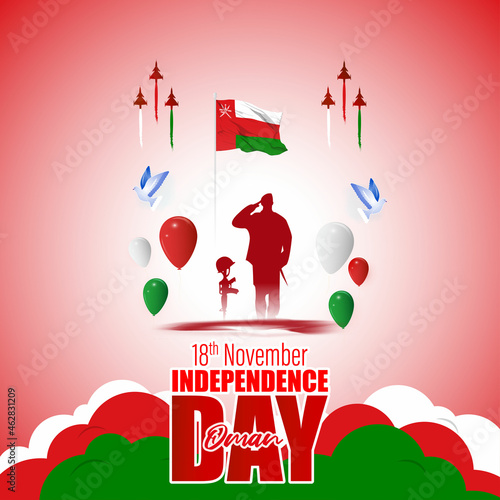 Vector illustration of happy Oman independence day