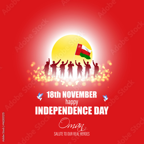 Vector illustration of happy Oman independence day