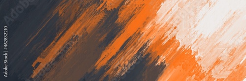 Abstract background painting art with dark blue, orange and white paint brush for presentation, website, halloween poster, wall decoration, or t-shirt design.