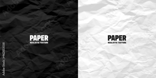 Black and white crumpled paper texture pattern. Rough grunge old blank. Vector abstract background.