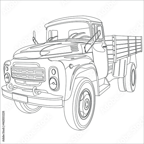 cargo onboard a retro car on a white background vector