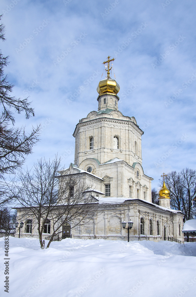 City of Vidnoye, Russia - February, 2021: Temple of the Assumption of the Blessed Virgin City of Vidnoye, Russia - February, 2021: Temple of the Assumption of the Blessed Virgin