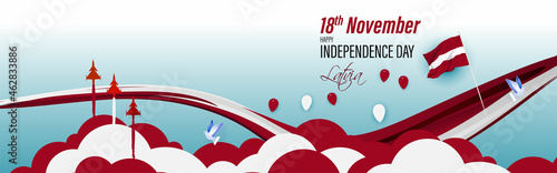 Fotografia, Obraz Vector illustration of happy Latvia independence day