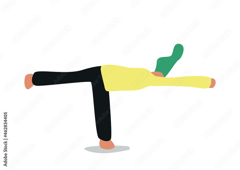 Vector illustration with woman doing yoga. Balancing Stick Pose