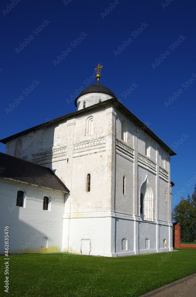 Volokolamsk, Moscow region, Russia - September, 2020:   Volokolamsk Kremlin. The architectural ensemble in Volokolamsk. Holy Resurrection Cathedral