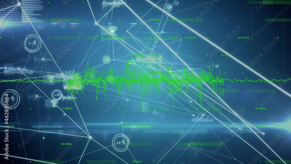 Animation of diverse data processing on dark blue background Animation of diverse data processing on dark blue background