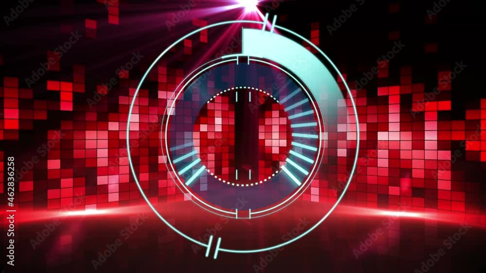 Animation of loading circle over red equalizer Animation of loading circle over red equalizer
