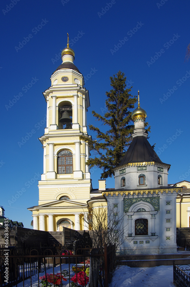 Mikhailovskaya Sloboda, Russia - February, 2020: Community of the Archangel Michael Church in the village of Mikhailovskaya Sloboda Mikhailovskaya Sloboda, Russia - February, 2020: Community of the Archangel Michael Church in the village of Mikhailovskaya Sloboda