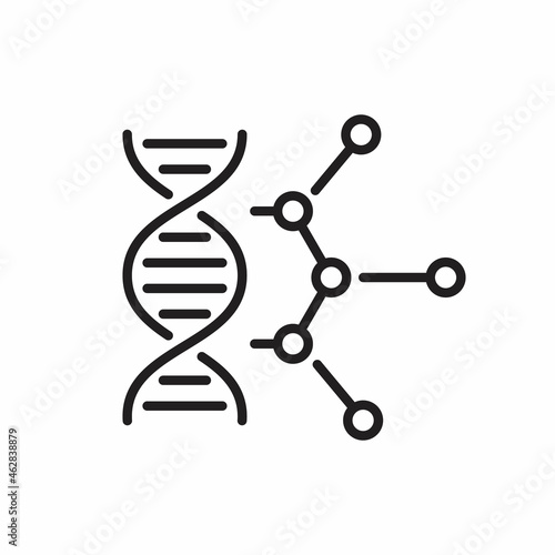 Dna with molecule line icon genetic
