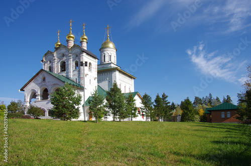 Village Velednikovo, Russia - October, 2020: Church of St. Sergius of Radonezh