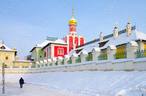 Pavlovskaya Sloboda, Russia - January, 2021: Exterior of the Temple complex photo