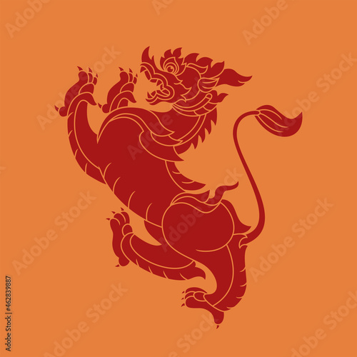 Thai art tiger, Logo design. Vector