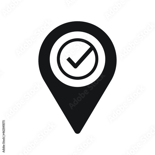 Pointer pin up icon with check mark
