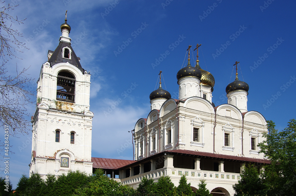 Faustovo village, Moscow region, Russia - September, 2020: Krasnokholmskiy Novo-Solovki Matchugovsky deserts, Holy Trinity Church Faustovo village, Moscow region, Russia - September, 2020: Krasnokholmskiy Novo-Solovki Matchugovsky deserts, Holy Trinity Church