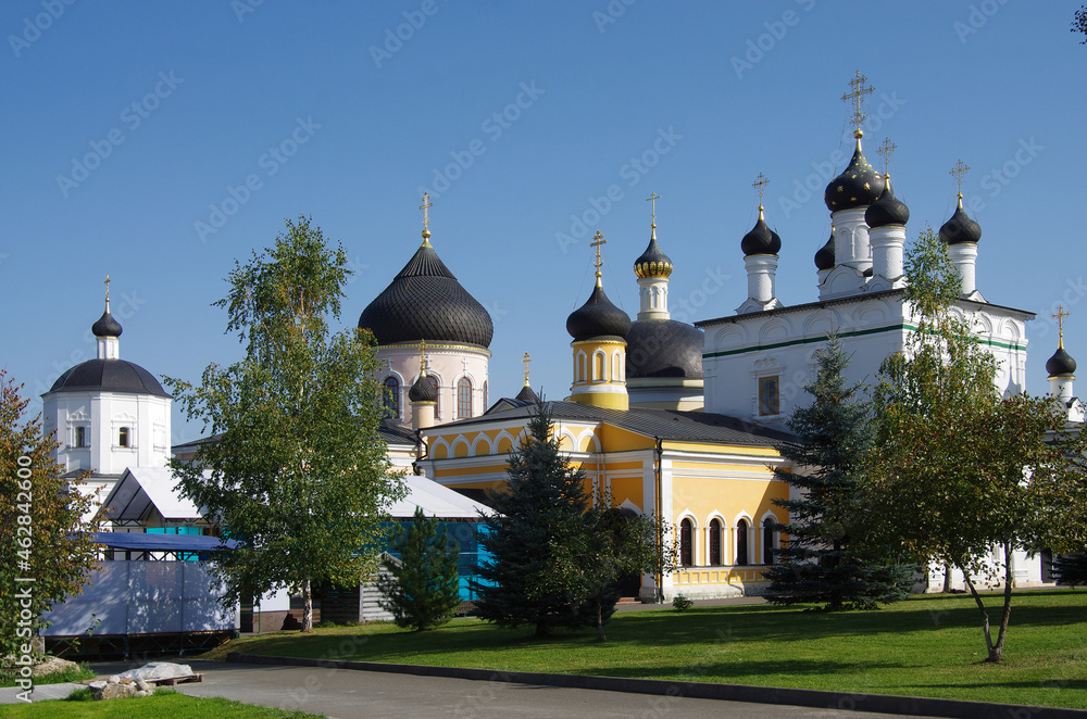 VILLAGE NOVYY BYT, CHEKHOV DISTRICT, RUSSIA - September, 2020: The monastery of the Ascension of David desert