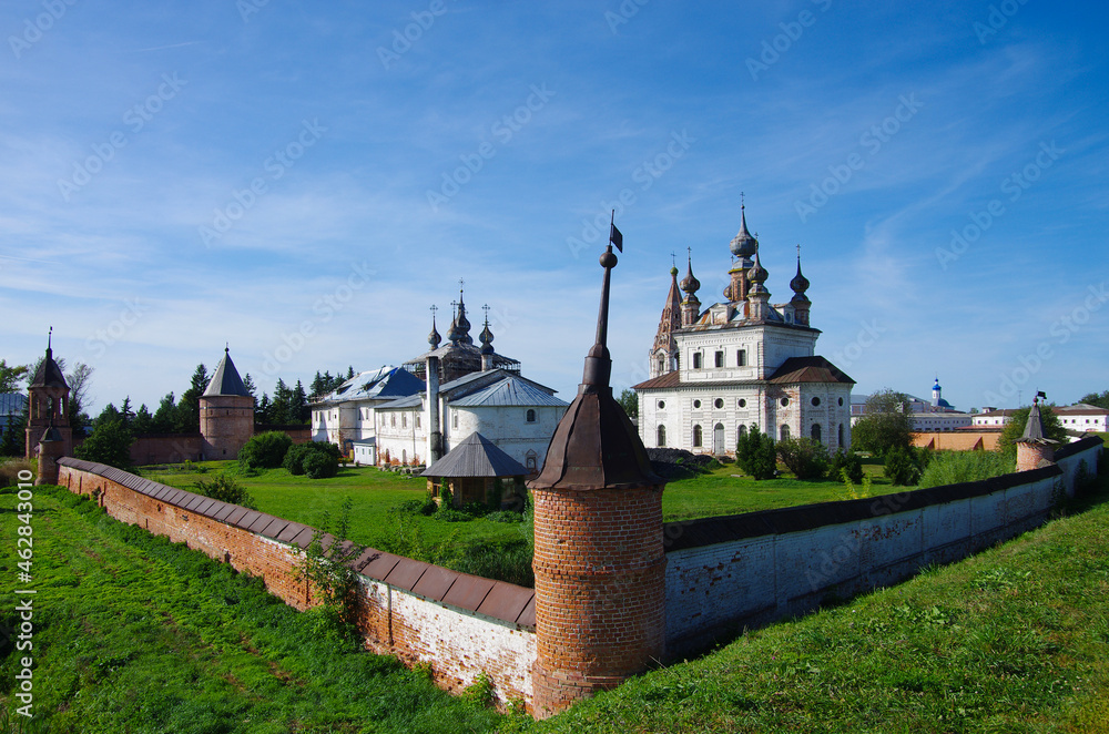 Yuryev-Polsky, Vladimir Oblast, Russia - September, 2020: Mikhailo-Arkhangelskiy Monastery in autumn sunny day Yuryev-Polsky, Vladimir Oblast, Russia - September, 2020: Mikhailo-Arkhangelskiy Monastery in autumn sunny day