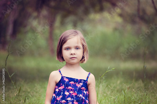 Portrait of little girl in nature photo