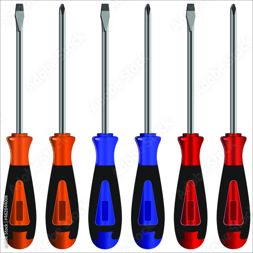 screwdriver with different bits on a white background vector