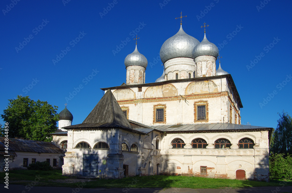 VELIKY NOVGOROD, RUSSIA - July, 2021: Znamensky Cathedral in summer sunny day