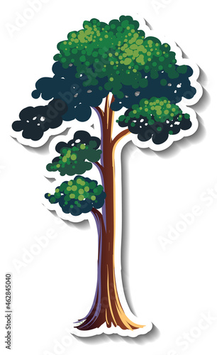 A tree with green leaves sticker on white background