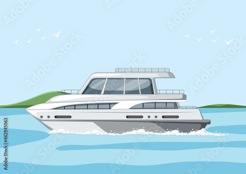 Yacht ship in the river scene © GraphicsRF