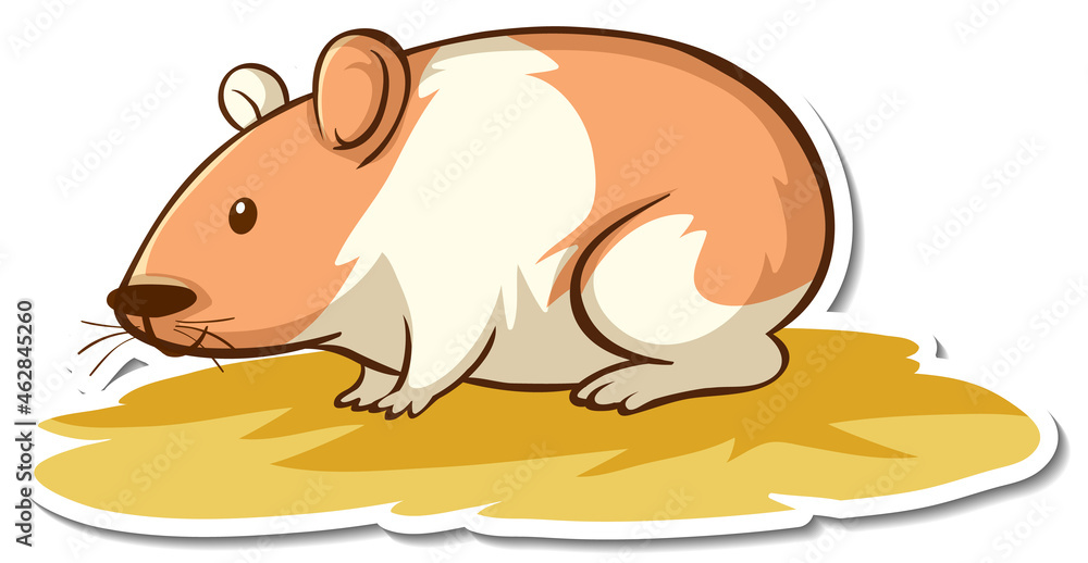 Sticker design with cute hamster isolated Sticker design with cute hamster isolated