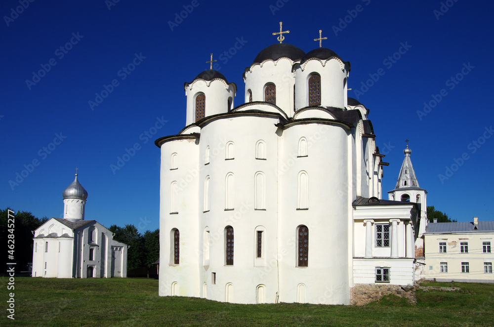 VELIKY NOVGOROD, RUSSIA - July, 2021: Saint Nicholas Cathedral in summer sunny day
